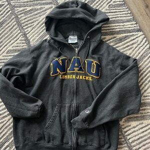 NAU Lumberjacks Zip Front Hoodie - Charcoal Gray - size XL fits like a large